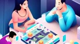 Actualité ludique - Revue hebdo - Un goupe jouant à des jeux de société, Vector art
