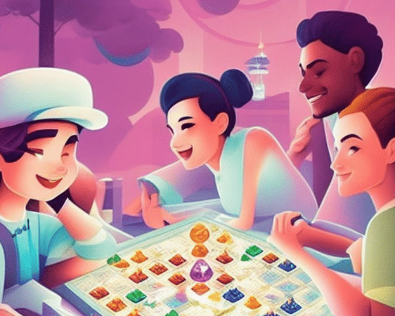 Ils jouent à un jeu de société, ils s'amusent