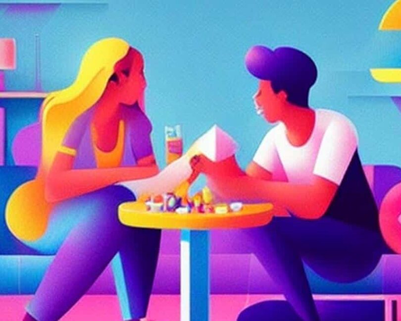 Actualité ludique - Revue hebdo - Un couple joue à un jeu de société, Vector art.